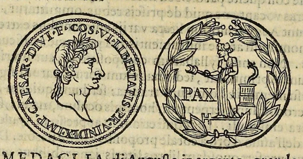 An illustration from Discorso di M. Sebastiano Erizzo sopra le medaglie de gli antichi : con la particolar dichiaratione di esse medaglie : nellaquale oltre all'istoria de gli imperadori romani, si contengono le imagini delle deità dei gentili, con le loro allegorie : & insieme vna varia & piena cognitione delle antichità, 1568, leaf 143