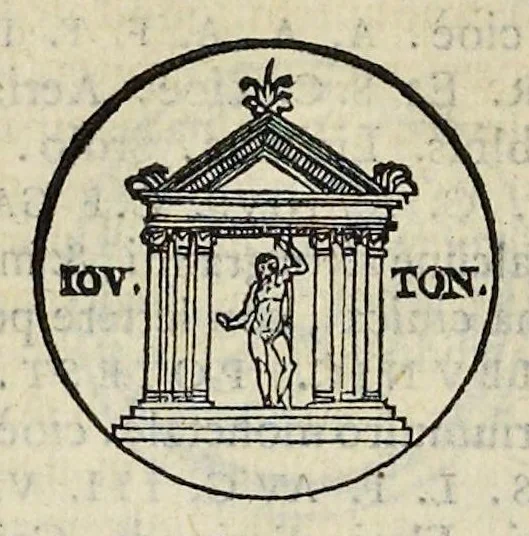 An illustration from Discorso di M. Sebastiano Erizzo sopra le medaglie de gli antichi : con la particolar dichiaratione di esse medaglie : nellaquale oltre all'istoria de gli imperadori romani, si contengono le imagini delle deità dei gentili, con le loro allegorie : & insieme vna varia & piena cognitione delle antichità, 1568, leaf 183