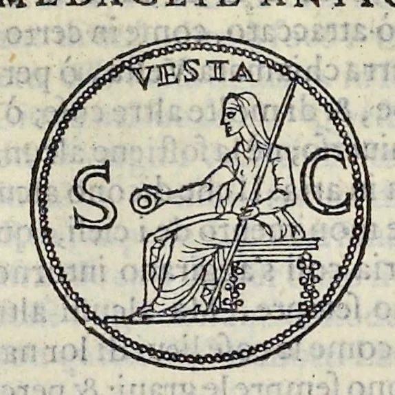 An illustration from Discorso di M. Sebastiano Erizzo sopra le medaglie de gli antichi : con la particolar dichiaratione di esse medaglie : nellaquale oltre all'istoria de gli imperadori romani, si contengono le imagini delle deità dei gentili, con le loro allegorie : & insieme vna varia & piena cognitione delle antichità, 1568, leaf 218