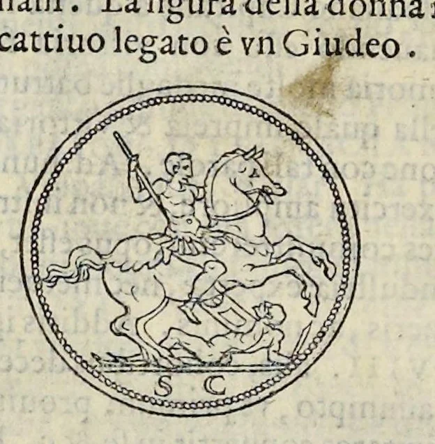 An illustration from Discorso di M. Sebastiano Erizzo sopra le medaglie de gli antichi : con la particolar dichiaratione di esse medaglie : nellaquale oltre all'istoria de gli imperadori romani, si contengono le imagini delle deità dei gentili, con le loro allegorie : & insieme vna varia & piena cognitione delle antichità, 1568, leaf 275
