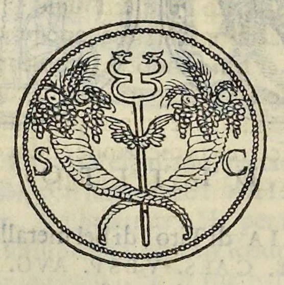 An illustration from Discorso di M. Sebastiano Erizzo sopra le medaglie de gli antichi : con la particolar dichiaratione di esse medaglie : nellaquale oltre all'istoria de gli imperadori romani, si contengono le imagini delle deità dei gentili, con le loro allegorie : & insieme vna varia & piena cognitione delle antichità, 1568, leaf 275