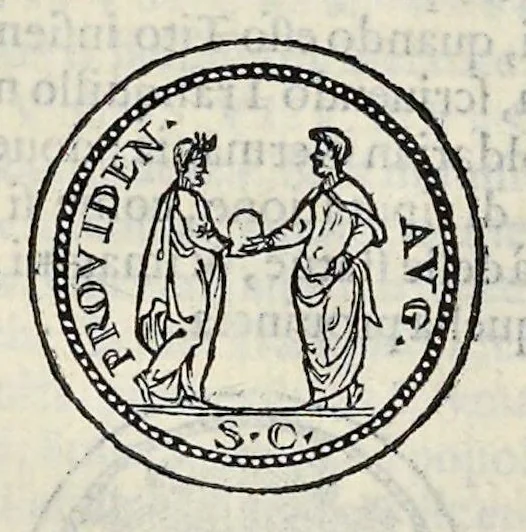An illustration from Discorso di M. Sebastiano Erizzo sopra le medaglie de gli antichi : con la particolar dichiaratione di esse medaglie : nellaquale oltre all'istoria de gli imperadori romani, si contengono le imagini delle deità dei gentili, con le loro allegorie : & insieme vna varia & piena cognitione delle antichità, 1568, leaf 281