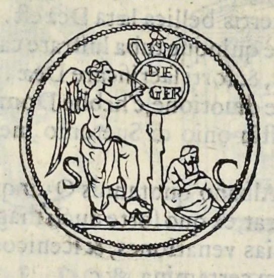 An illustration from Discorso di M. Sebastiano Erizzo sopra le medaglie de gli antichi : con la particolar dichiaratione di esse medaglie : nellaquale oltre all'istoria de gli imperadori romani, si contengono le imagini delle deità dei gentili, con le loro allegorie : & insieme vna varia & piena cognitione delle antichità, 1568, leaf 287