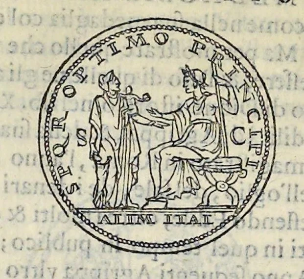 An illustration from Discorso di M. Sebastiano Erizzo sopra le medaglie de gli antichi : con la particolar dichiaratione di esse medaglie : nellaquale oltre all'istoria de gli imperadori romani, si contengono le imagini delle deità dei gentili, con le loro allegorie : & insieme vna varia & piena cognitione delle antichità, 1568, leaf 329