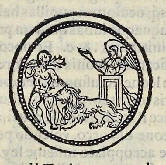 An illustration from Discorso di M. Sebastiano Erizzo sopra le medaglie de gli antichi : con la particolar dichiaratione di esse medaglie : nellaquale oltre all'istoria de gli imperadori romani, si contengono le imagini delle deità dei gentili, con le loro allegorie : & insieme vna varia & piena cognitione delle antichità, 1568, leaf 350