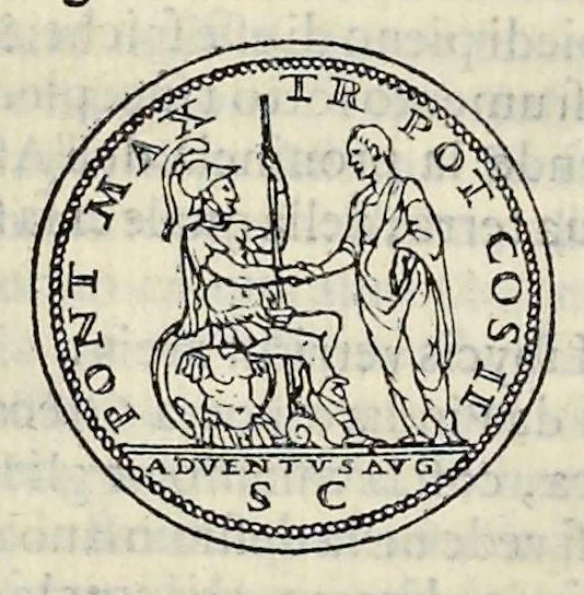 An illustration from Discorso di M. Sebastiano Erizzo sopra le medaglie de gli antichi : con la particolar dichiaratione di esse medaglie : nellaquale oltre all'istoria de gli imperadori romani, si contengono le imagini delle deità dei gentili, con le loro allegorie : & insieme vna varia & piena cognitione delle antichità, 1568, leaf 373