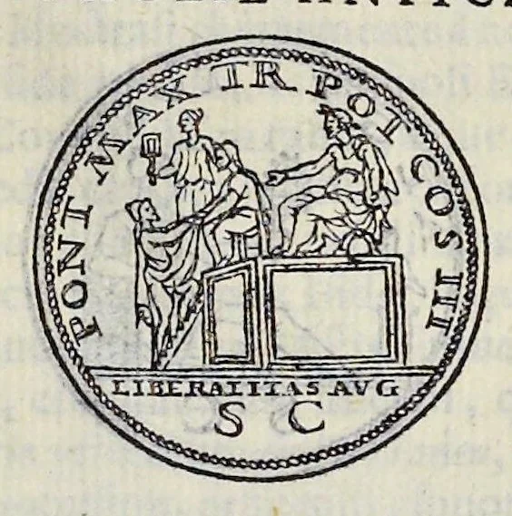 An illustration from Discorso di M. Sebastiano Erizzo sopra le medaglie de gli antichi : con la particolar dichiaratione di esse medaglie : nellaquale oltre all'istoria de gli imperadori romani, si contengono le imagini delle deità dei gentili, con le loro allegorie : & insieme vna varia & piena cognitione delle antichità, 1568, leaf 388