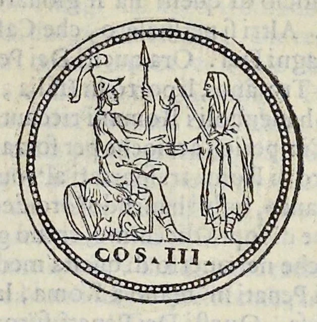 An illustration from Discorso di M. Sebastiano Erizzo sopra le medaglie de gli antichi : con la particolar dichiaratione di esse medaglie : nellaquale oltre all'istoria de gli imperadori romani, si contengono le imagini delle deità dei gentili, con le loro allegorie : & insieme vna varia & piena cognitione delle antichità, 1568, leaf 408