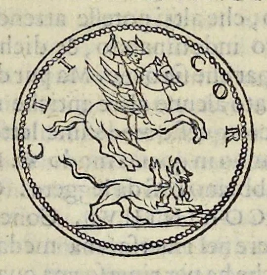 An illustration from Discorso di M. Sebastiano Erizzo sopra le medaglie de gli antichi : con la particolar dichiaratione di esse medaglie : nellaquale oltre all'istoria de gli imperadori romani, si contengono le imagini delle deità dei gentili, con le loro allegorie : & insieme vna varia & piena cognitione delle antichità, 1568, leaf 532
