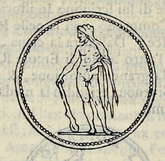 An illustration from Discorso di M. Sebastiano Erizzo sopra le medaglie de gli antichi : con la particolar dichiaratione di esse medaglie : nellaquale oltre all'istoria de gli imperadori romani, si contengono le imagini delle deità dei gentili, con le loro allegorie : & insieme vna varia & piena cognitione delle antichità, 1568, leaf 545