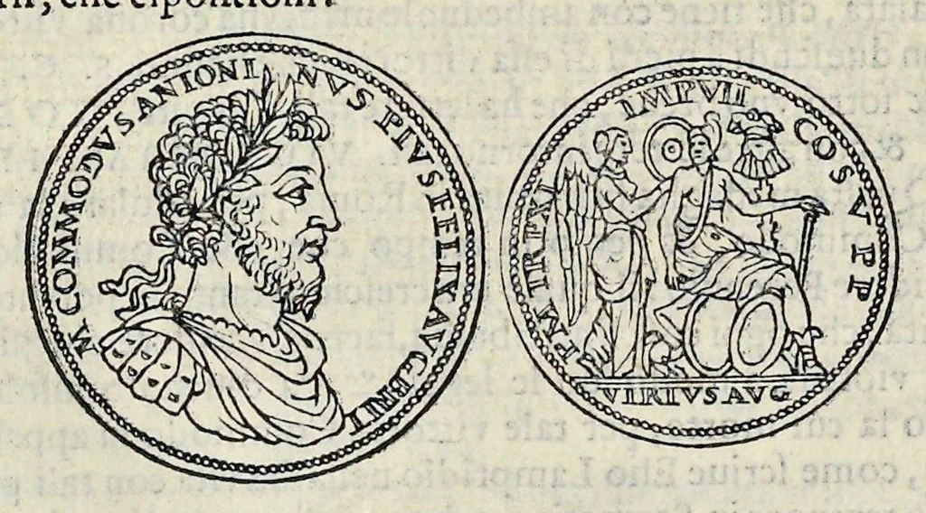 An illustration from Discorso di M. Sebastiano Erizzo sopra le medaglie de gli antichi : con la particolar dichiaratione di esse medaglie : nellaquale oltre all'istoria de gli imperadori romani, si contengono le imagini delle deità dei gentili, con le loro allegorie : & insieme vna varia & piena cognitione delle antichità, 1568, leaf 555