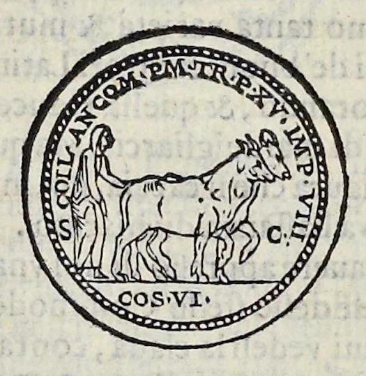 An illustration from Discorso di M. Sebastiano Erizzo sopra le medaglie de gli antichi : con la particolar dichiaratione di esse medaglie : nellaquale oltre all'istoria de gli imperadori romani, si contengono le imagini delle deità dei gentili, con le loro allegorie : & insieme vna varia & piena cognitione delle antichità, 1568, leaf 560