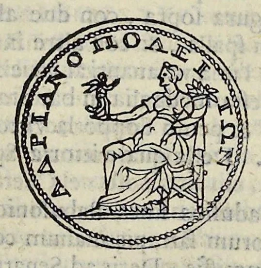 An illustration from Discorso di M. Sebastiano Erizzo sopra le medaglie de gli antichi : con la particolar dichiaratione di esse medaglie : nellaquale oltre all'istoria de gli imperadori romani, si contengono le imagini delle deità dei gentili, con le loro allegorie : & insieme vna varia & piena cognitione delle antichità, 1568, leaf 612