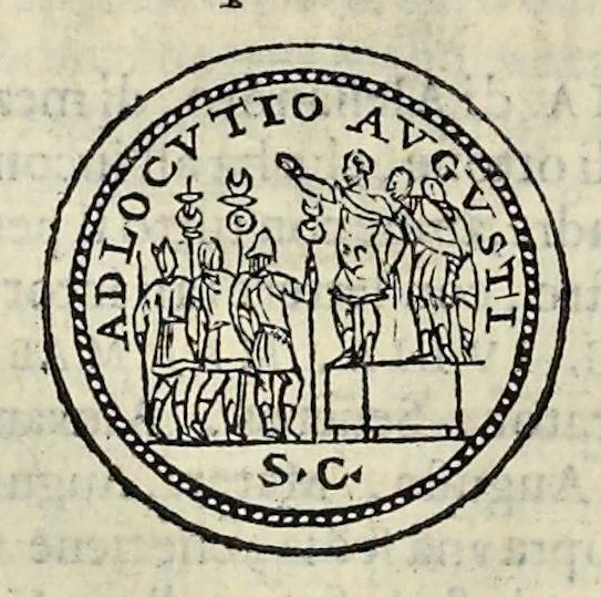 An illustration from Discorso di M. Sebastiano Erizzo sopra le medaglie de gli antichi : con la particolar dichiaratione di esse medaglie : nellaquale oltre all'istoria de gli imperadori romani, si contengono le imagini delle deità dei gentili, con le loro allegorie : & insieme vna varia & piena cognitione delle antichità, 1568, leaf 693