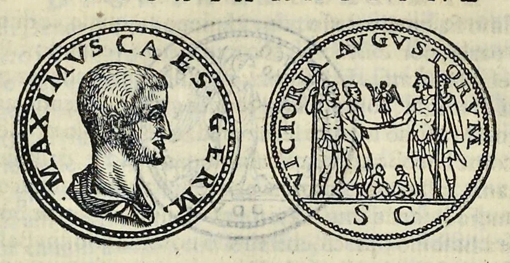 An illustration from Discorso di M. Sebastiano Erizzo sopra le medaglie de gli antichi : con la particolar dichiaratione di esse medaglie : nellaquale oltre all'istoria de gli imperadori romani, si contengono le imagini delle deità dei gentili, con le loro allegorie : & insieme vna varia & piena cognitione delle antichità, 1568, leaf 705