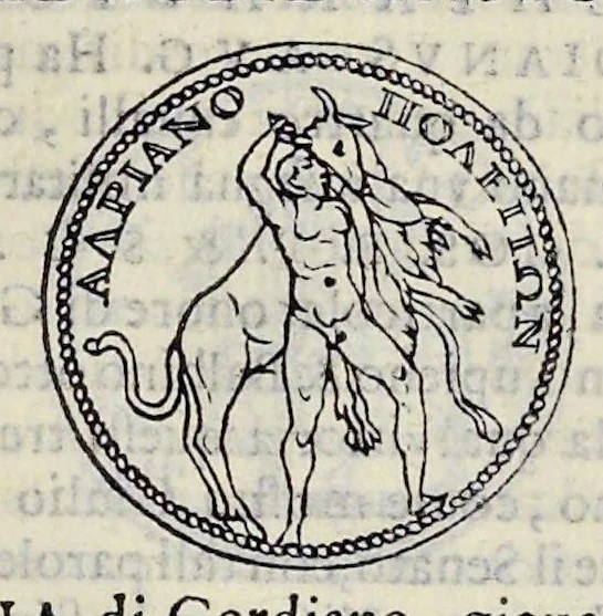 An illustration from Discorso di M. Sebastiano Erizzo sopra le medaglie de gli antichi : con la particolar dichiaratione di esse medaglie : nellaquale oltre all'istoria de gli imperadori romani, si contengono le imagini delle deità dei gentili, con le loro allegorie : & insieme vna varia & piena cognitione delle antichità, 1568, leaf 714