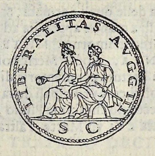 An illustration from Discorso di M. Sebastiano Erizzo sopra le medaglie de gli antichi : con la particolar dichiaratione di esse medaglie : nellaquale oltre all'istoria de gli imperadori romani, si contengono le imagini delle deità dei gentili, con le loro allegorie : & insieme vna varia & piena cognitione delle antichità, 1568, leaf 764