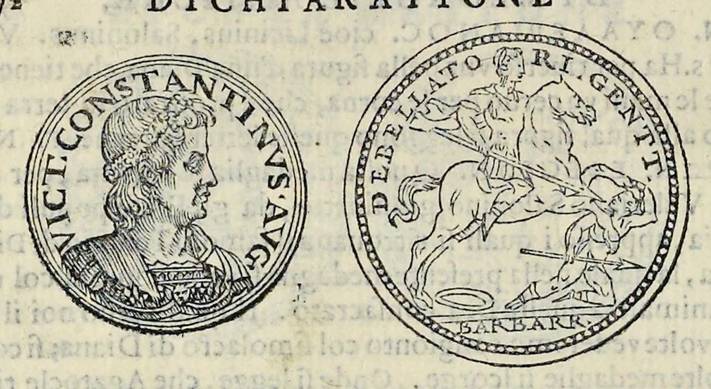 An illustration from Discorso di M. Sebastiano Erizzo sopra le medaglie de gli antichi : con la particolar dichiaratione di esse medaglie : nellaquale oltre all'istoria de gli imperadori romani, si contengono le imagini delle deità dei gentili, con le loro allegorie : & insieme vna varia & piena cognitione delle antichità, 1568, leaf 793