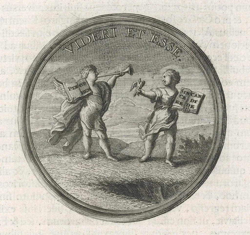 An illustration from Descriptio historica utruisque fortunae Maximiliani Emmanuelis ... : S.R.I. Archi-Dapiferi et Electoris ... : secundum heroica majorum suorum exempla Herculeis laboribus repraesentata, tabula serenissimi stemmatis leonini, aeneisque ducum bavaricorum figuris et emblematibus adornata ..., 1715, leaf 130