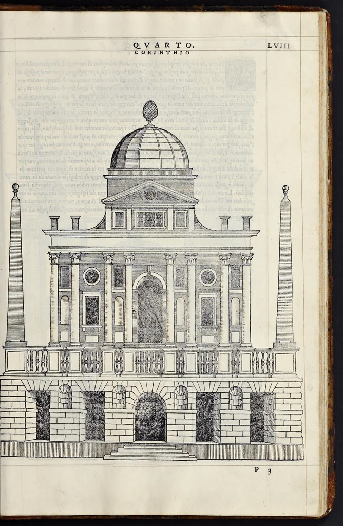 An illustration from Regole generali di architettvra sopra le cinqve maniere de gliedifici : cioè, thoscano, dorico, ionico, corinthio, e composito, con gliessempi de l'antiqvita, che per la maggior parte concordano con la dottrina di Vitrvvio, 1540, leaf 114