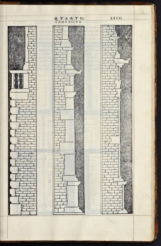 An illustration from Regole generali di architettvra sopra le cinqve maniere de gliedifici : cioè, thoscano, dorico, ionico, corinthio, e composito, con gliessempi de l'antiqvita, che per la maggior parte concordano con la dottrina di Vitrvvio, 1540, leaf 132