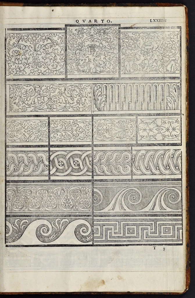 An illustration from Regole generali di architettvra sopra le cinqve maniere de gliedifici : cioè, thoscano, dorico, ionico, corinthio, e composito, con gliessempi de l'antiqvita, che per la maggior parte concordano con la dottrina di Vitrvvio, 1540, leaf 146