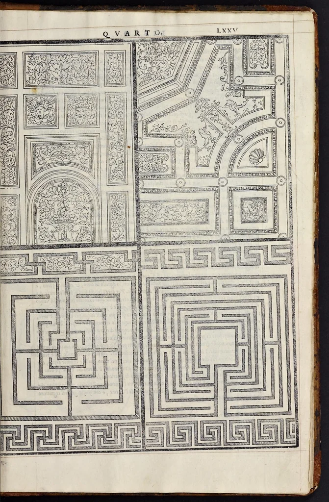 An illustration from Regole generali di architettvra sopra le cinqve maniere de gliedifici : cioè, thoscano, dorico, ionico, corinthio, e composito, con gliessempi de l'antiqvita, che per la maggior parte concordano con la dottrina di Vitrvvio, 1540, leaf 148