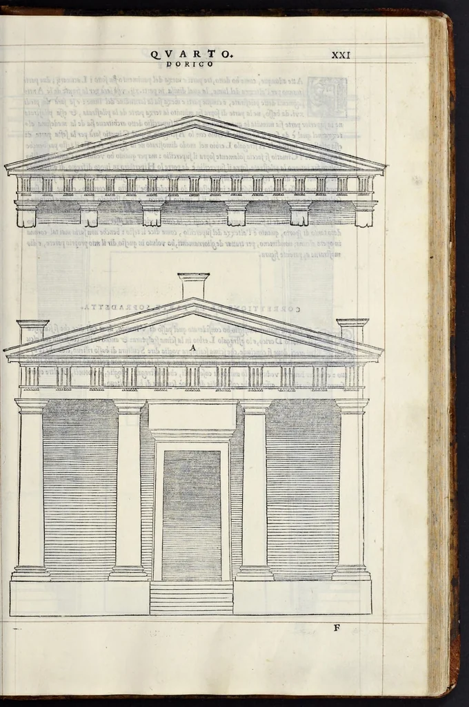 An illustration from Regole generali di architettvra sopra le cinqve maniere de gliedifici : cioè, thoscano, dorico, ionico, corinthio, e composito, con gliessempi de l'antiqvita, che per la maggior parte concordano con la dottrina di Vitrvvio, 1540, leaf 40