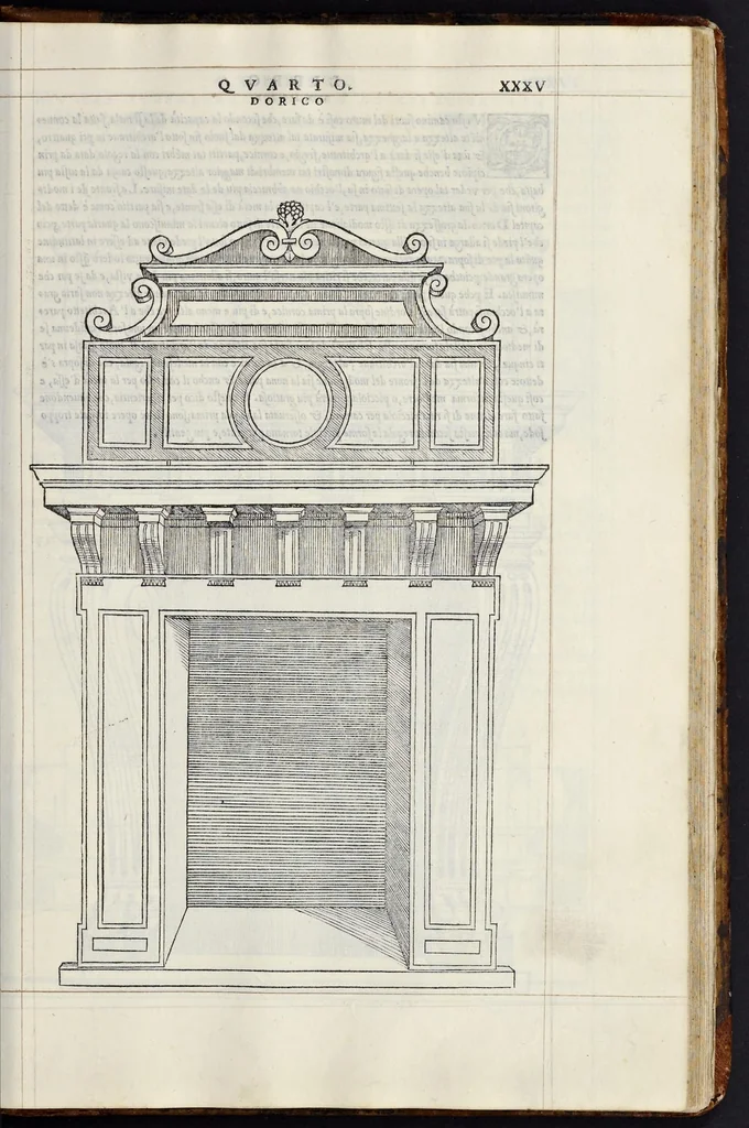 An illustration from Regole generali di architettvra sopra le cinqve maniere de gliedifici : cioè, thoscano, dorico, ionico, corinthio, e composito, con gliessempi de l'antiqvita, che per la maggior parte concordano con la dottrina di Vitrvvio, 1540, leaf 68