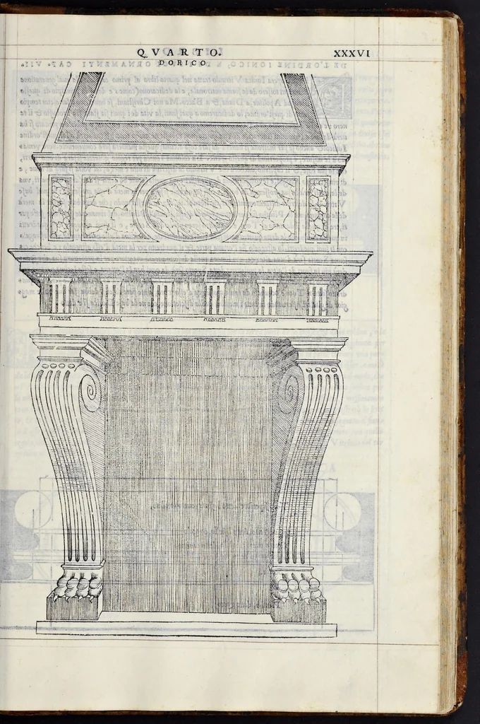 An illustration from Regole generali di architettvra sopra le cinqve maniere de gliedifici : cioè, thoscano, dorico, ionico, corinthio, e composito, con gliessempi de l'antiqvita, che per la maggior parte concordano con la dottrina di Vitrvvio, 1540, leaf 70