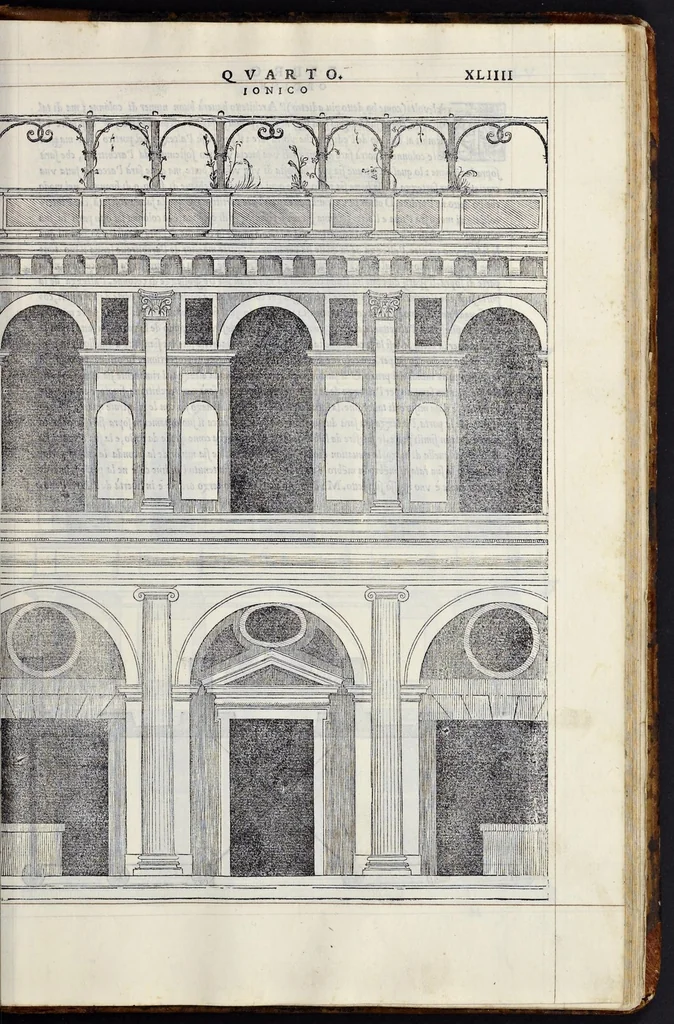 An illustration from Regole generali di architettvra sopra le cinqve maniere de gliedifici : cioè, thoscano, dorico, ionico, corinthio, e composito, con gliessempi de l'antiqvita, che per la maggior parte concordano con la dottrina di Vitrvvio, 1540, leaf 86