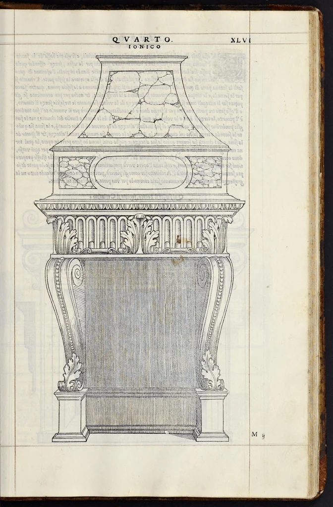An illustration from Regole generali di architettvra sopra le cinqve maniere de gliedifici : cioè, thoscano, dorico, ionico, corinthio, e composito, con gliessempi de l'antiqvita, che per la maggior parte concordano con la dottrina di Vitrvvio, 1540, leaf 90