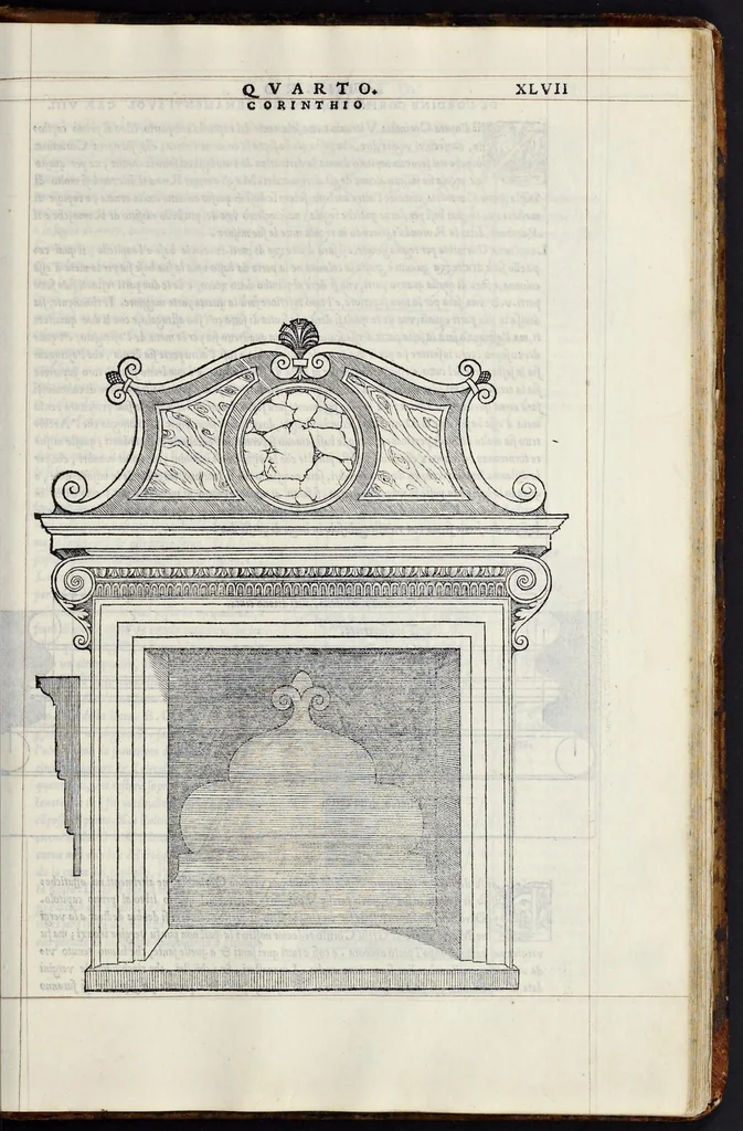 An illustration from Regole generali di architettvra sopra le cinqve maniere de gliedifici : cioè, thoscano, dorico, ionico, corinthio, e composito, con gliessempi de l'antiqvita, che per la maggior parte concordano con la dottrina di Vitrvvio, 1540, leaf 92