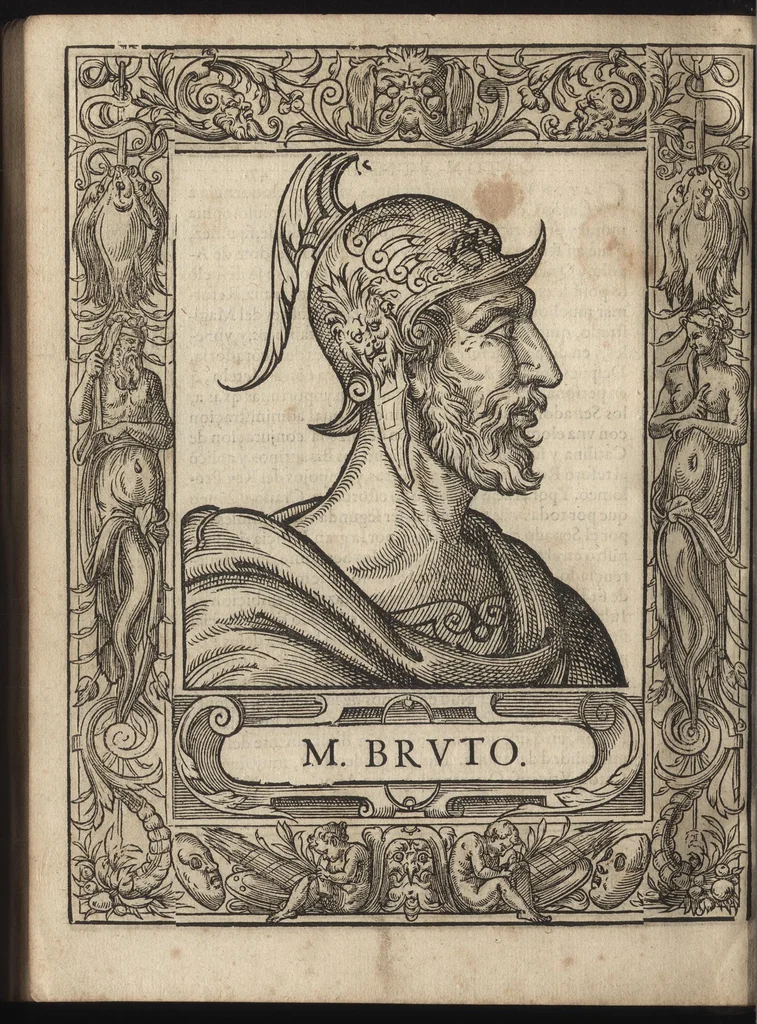 An illustration from Heroicos hechos, y vidas de varones yllvstres, asy Griegos, como Romanos, 1576, leaf 103