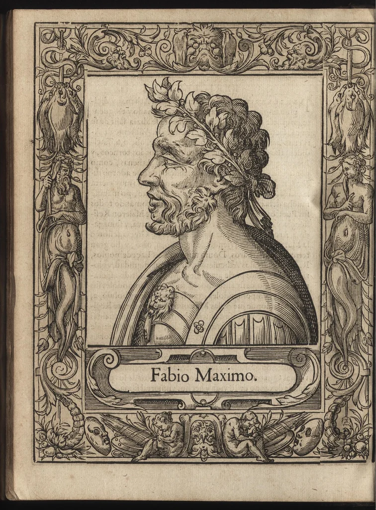 An illustration from Heroicos hechos, y vidas de varones yllvstres, asy Griegos, como Romanos, 1576, leaf 31