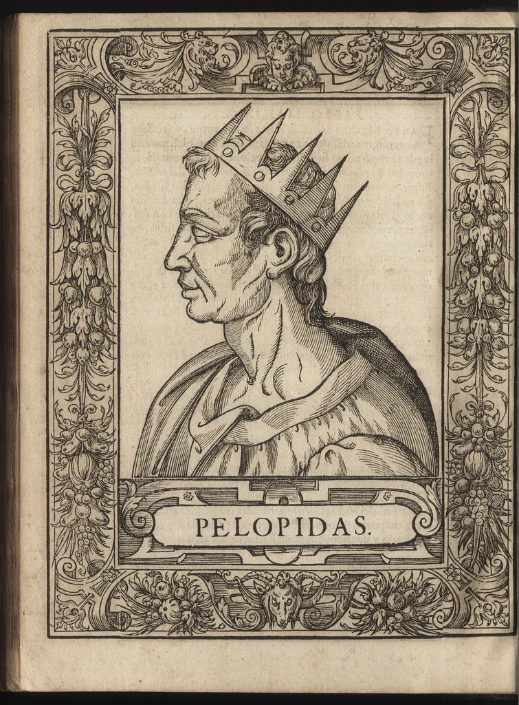 An illustration from Heroicos hechos, y vidas de varones yllvstres, asy Griegos, como Romanos, 1576, leaf 33