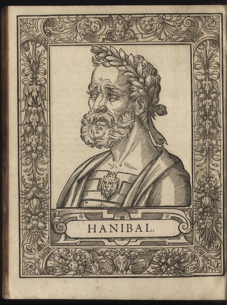 An illustration from Heroicos hechos, y vidas de varones yllvstres, asy Griegos, como Romanos, 1576, leaf 37