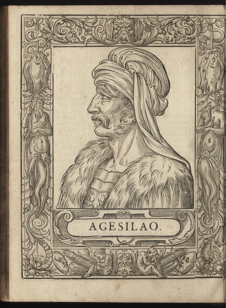 An illustration from Heroicos hechos, y vidas de varones yllvstres, asy Griegos, como Romanos, 1576, leaf 71
