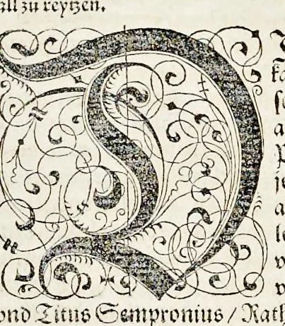 An illustration from Von Ankunfft vnnd Vrsprung des Römischen Reichs : der alten Römer Herkommen, Sitten, Weissheyt, Ehrbarkeyt, löblichem Regiment, Ritterlichen Thaten, Victori vnnd Sig gegen ihren Feinden : auch von allerley Händeln vñ Geschichten, so sich in Frid vnd Krieg, zu Rom, in Italia, vnd bei andern Nationen, damit die Römer jeder Zeit zu thuen gehabt, fast jnnerhalb achthundert Jaren, von Erbawung der Statt an, erstlich vnter der Könige vnnd volgends vnter der Rathesmaister Regiment, biss auff der ersten Römischen Keyser Regierung verloffen vnd zugetragen : jetzund auff dass newe auss dem Latein verteutscht, vnd mit ordenlicher Verzeychniss der fürnemsten Historien, Jarrechnung, kurtzer Liuischen Chronica, Register, vnd schönen Figuren geziert, dessgleichen vor hin im Truck nie aussgangen, 1574, leaf 482