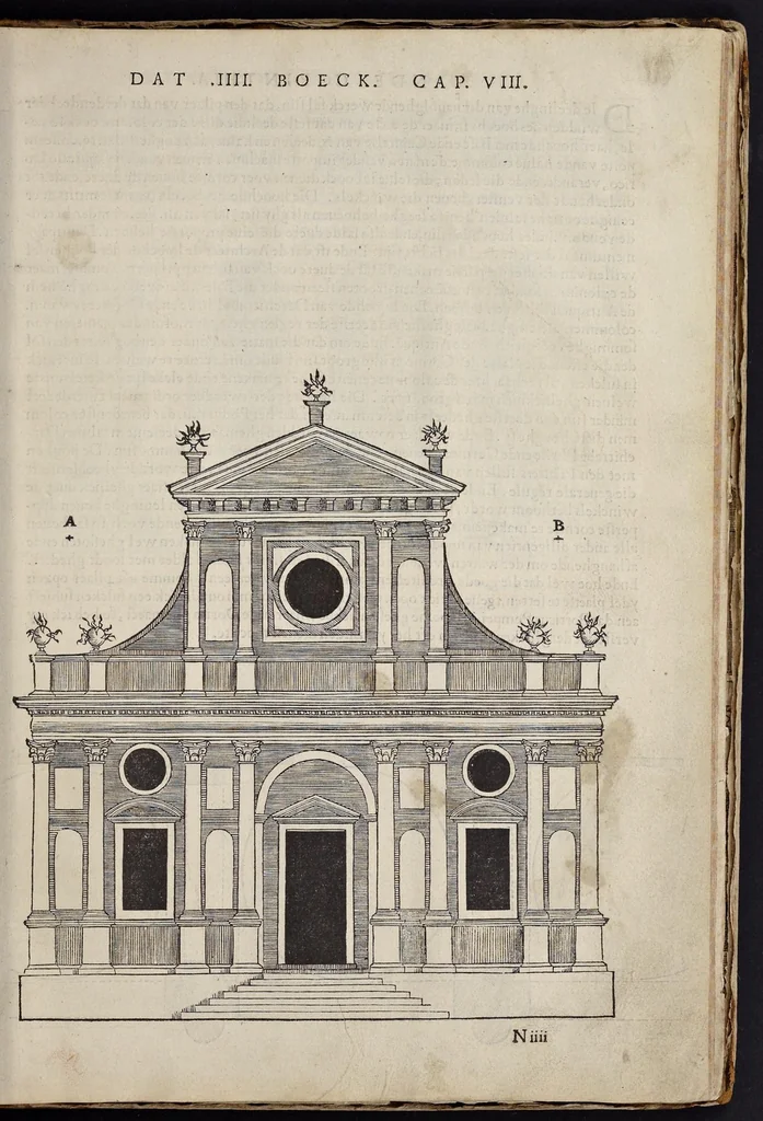 An illustration from Generale reglen der architectvren op de vyve manieren van edificien : te vveten Thvscana, Dorica, Ionica, Corinthia, ende composita, metden exemplen der antiqviteiten die int meeste deel concorderen metde leeringhe van Vitrvvio, 1539, leaf 104