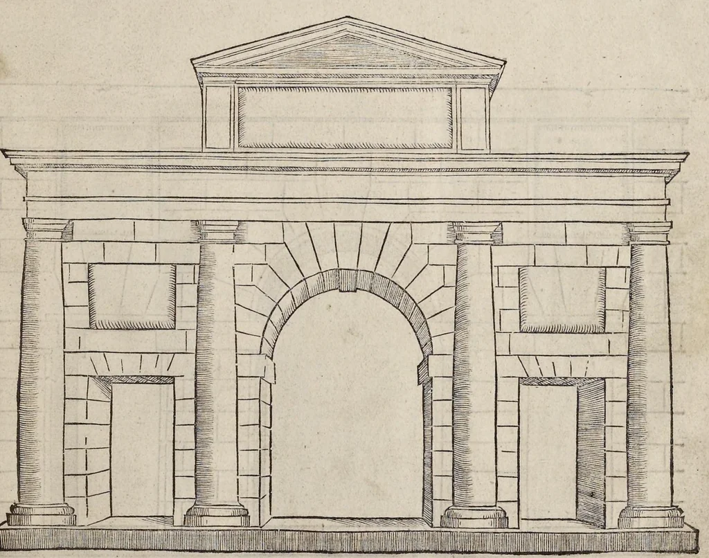 An illustration from Generale reglen der architectvren op de vyve manieren van edificien : te vveten Thvscana, Dorica, Ionica, Corinthia, ende composita, metden exemplen der antiqviteiten die int meeste deel concorderen metde leeringhe van Vitrvvio, 1539, leaf 12