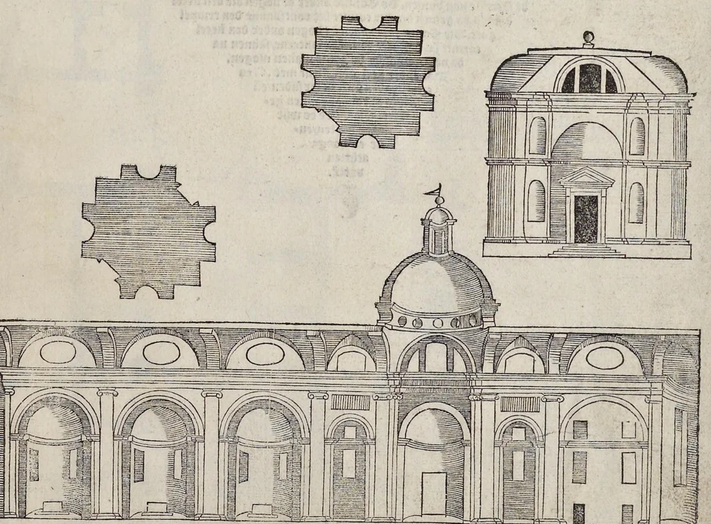 An illustration from Generale reglen der architectvren op de vyve manieren van edificien : te vveten Thvscana, Dorica, Ionica, Corinthia, ende composita, metden exemplen der antiqviteiten die int meeste deel concorderen metde leeringhe van Vitrvvio, 1539, leaf 172
