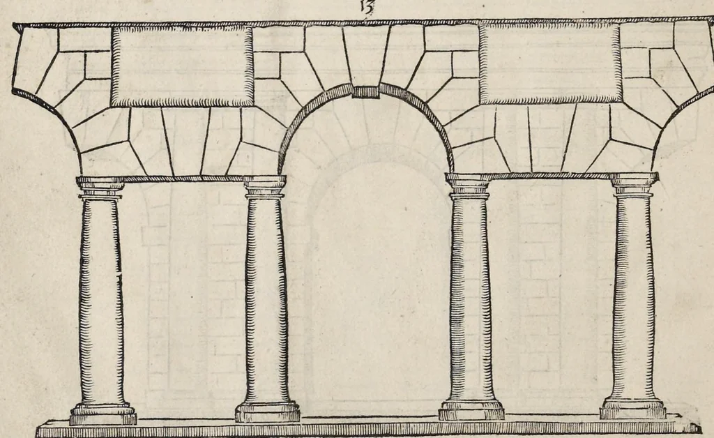 An illustration from Generale reglen der architectvren op de vyve manieren van edificien : te vveten Thvscana, Dorica, Ionica, Corinthia, ende composita, metden exemplen der antiqviteiten die int meeste deel concorderen metde leeringhe van Vitrvvio, 1539, leaf 25