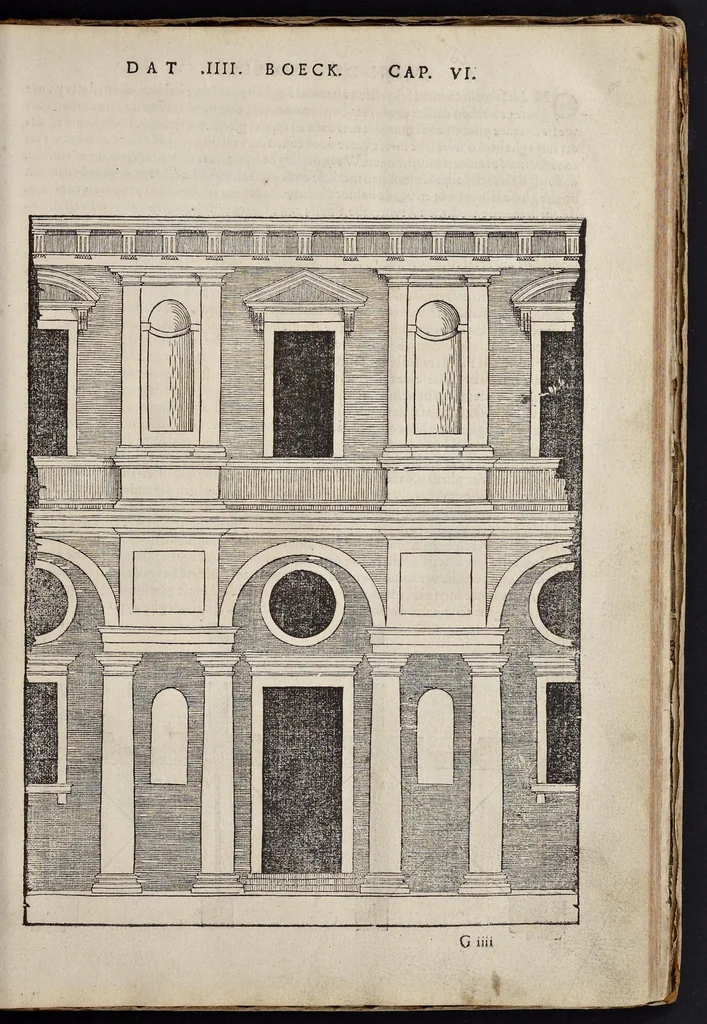 An illustration from Generale reglen der architectvren op de vyve manieren van edificien : te vveten Thvscana, Dorica, Ionica, Corinthia, ende composita, metden exemplen der antiqviteiten die int meeste deel concorderen metde leeringhe van Vitrvvio, 1539, leaf 56