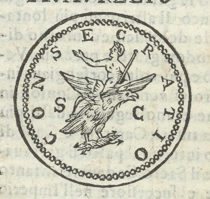 An illustration from Gli Arronzij, ouero, De' marmi antichi. Doue con la vita di Lucio Arronzio Stella e di Marco Arronzio Aquila padouani, si hà notizia delle antichità, riti, monete, medaglie, magistrati, e sacerdozj di Roma, di Padoua, dell'Italia, e dell'Imperio Romano, 1655, leaf 139