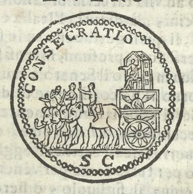 An illustration from Gli Arronzij, ouero, De' marmi antichi. Doue con la vita di Lucio Arronzio Stella e di Marco Arronzio Aquila padouani, si hà notizia delle antichità, riti, monete, medaglie, magistrati, e sacerdozj di Roma, di Padoua, dell'Italia, e dell'Imperio Romano, 1655, leaf 139