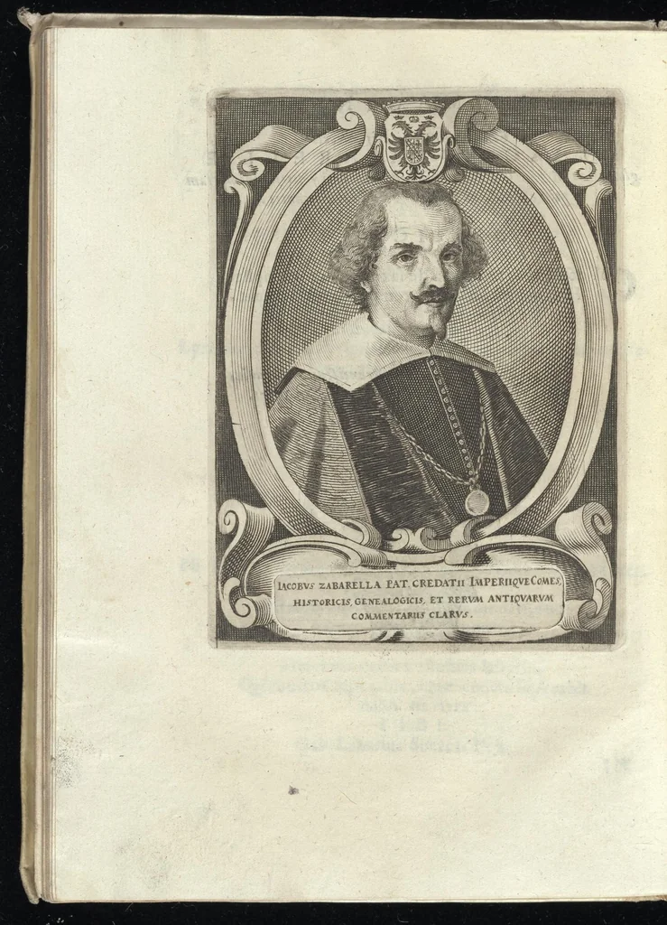 An illustration from Gli Arronzij, ouero, De' marmi antichi. Doue con la vita di Lucio Arronzio Stella e di Marco Arronzio Aquila padouani, si hà notizia delle antichità, riti, monete, medaglie, magistrati, e sacerdozj di Roma, di Padoua, dell'Italia, e dell'Imperio Romano, 1655, leaf 19