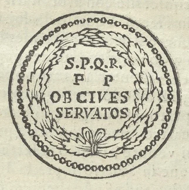 An illustration from Gli Arronzij, ouero, De' marmi antichi. Doue con la vita di Lucio Arronzio Stella e di Marco Arronzio Aquila padouani, si hà notizia delle antichità, riti, monete, medaglie, magistrati, e sacerdozj di Roma, di Padoua, dell'Italia, e dell'Imperio Romano, 1655, leaf 50