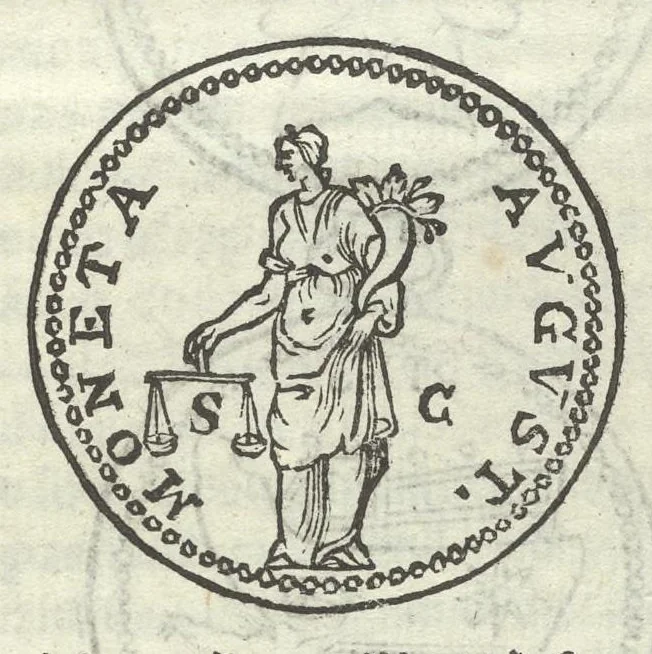 An illustration from Gli Arronzij, ouero, De' marmi antichi. Doue con la vita di Lucio Arronzio Stella e di Marco Arronzio Aquila padouani, si hà notizia delle antichità, riti, monete, medaglie, magistrati, e sacerdozj di Roma, di Padoua, dell'Italia, e dell'Imperio Romano, 1655, leaf 58