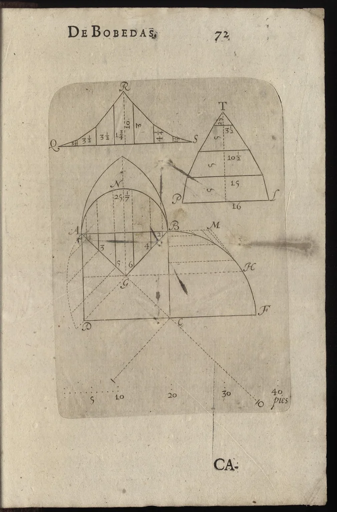 An illustration from Breue tratado de todo genero de bobedas, asi regulares como yrregulares, execucion de obrarlas y medirlas con singularidad y modo moderno, obseruando los preceptos canteriles de los maestros de architectura, 1661, leaf 164